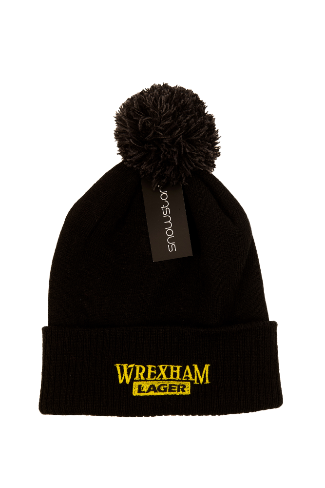 Wrexham Lager Black Bobble Hat